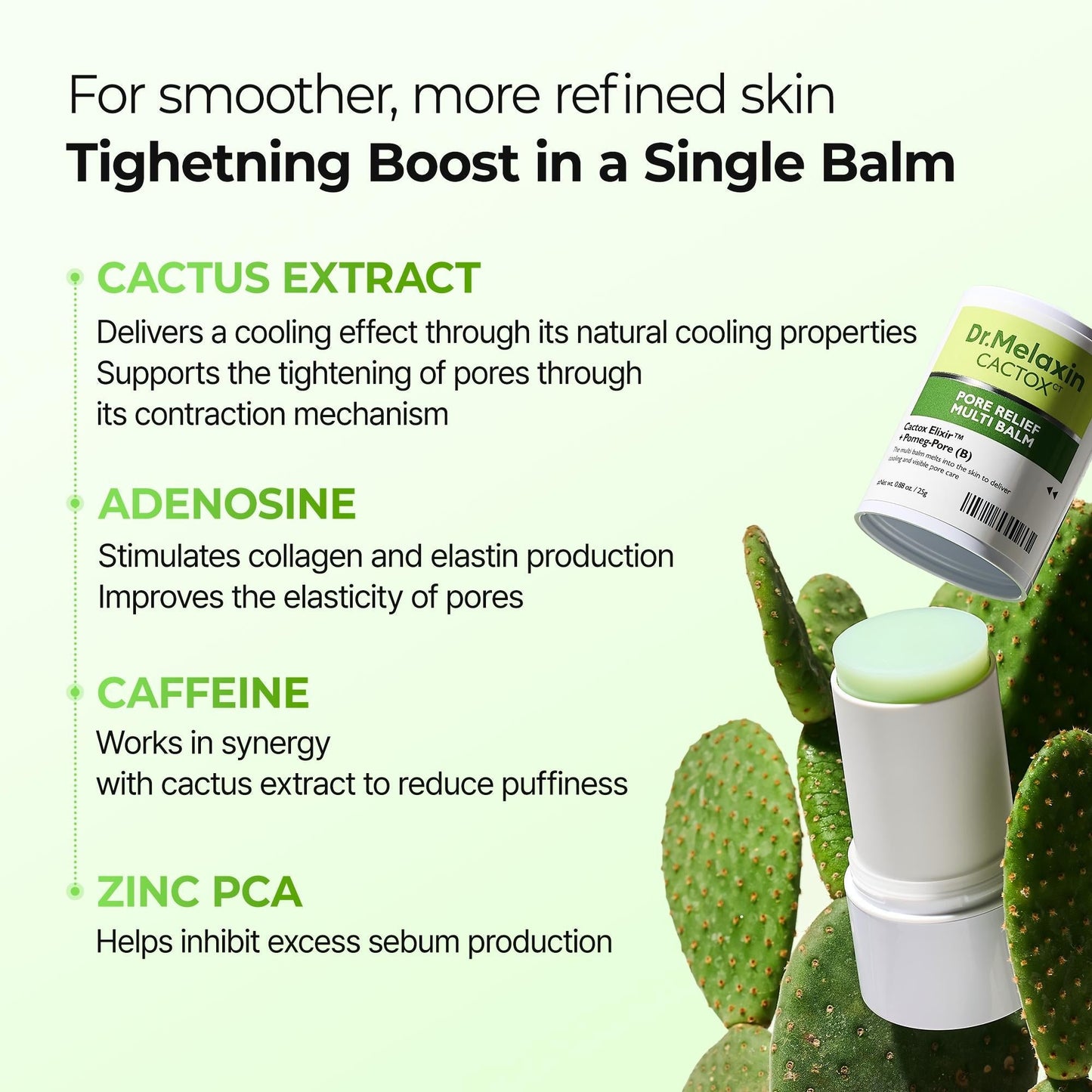 🌵🌵CACTOX PORE RELIEF MULTI BALM with Cactus Cooling Reduce Puffiness & Pore Tightening for Visible Pore Care Skin Repair