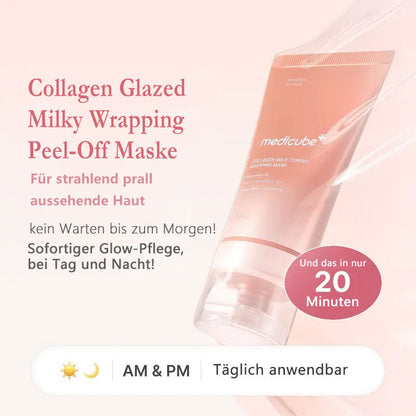 Collagen Glazed Milky Glow Wrapping Maske (20 Min) + Collagen Glow Booster Milchserum für Feuchtigkeit & Strahlkraft